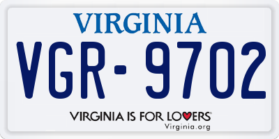 VA license plate VGR9702