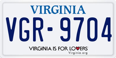 VA license plate VGR9704