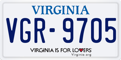 VA license plate VGR9705