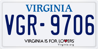 VA license plate VGR9706