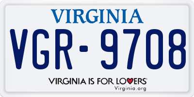 VA license plate VGR9708