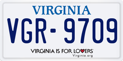 VA license plate VGR9709