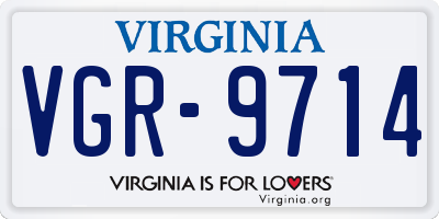 VA license plate VGR9714