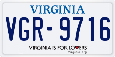 VA license plate VGR9716