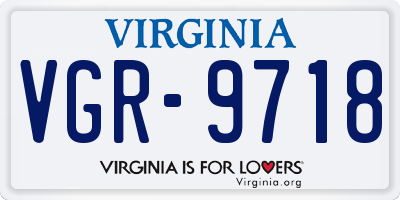 VA license plate VGR9718