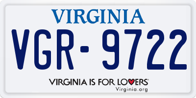 VA license plate VGR9722