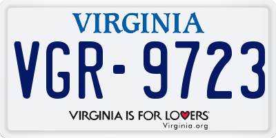 VA license plate VGR9723