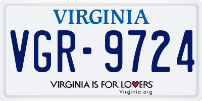 VA license plate VGR9724