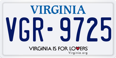 VA license plate VGR9725