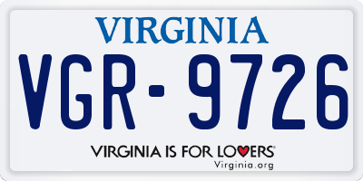 VA license plate VGR9726