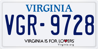 VA license plate VGR9728