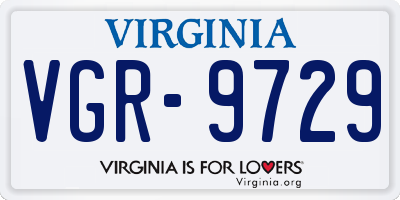 VA license plate VGR9729