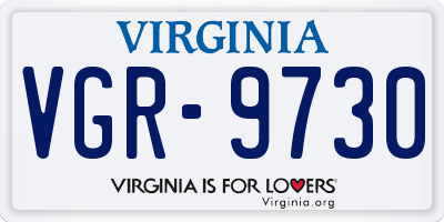 VA license plate VGR9730