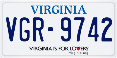VA license plate VGR9742