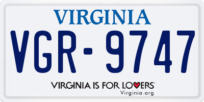 VA license plate VGR9747
