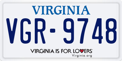 VA license plate VGR9748