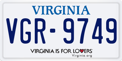 VA license plate VGR9749