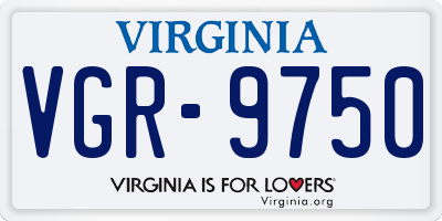 VA license plate VGR9750
