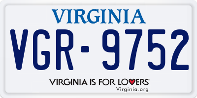 VA license plate VGR9752