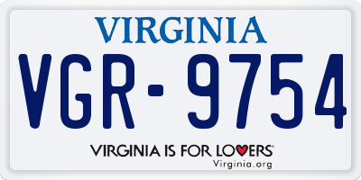 VA license plate VGR9754