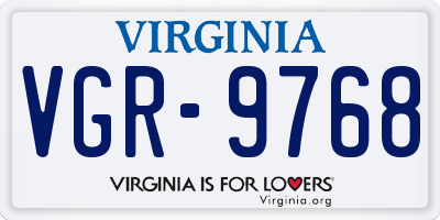 VA license plate VGR9768