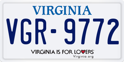 VA license plate VGR9772