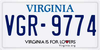 VA license plate VGR9774