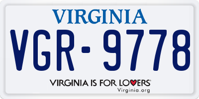 VA license plate VGR9778
