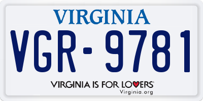VA license plate VGR9781