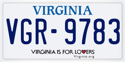 VA license plate VGR9783