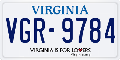 VA license plate VGR9784