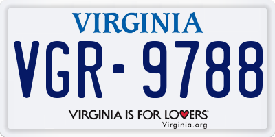 VA license plate VGR9788