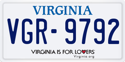 VA license plate VGR9792