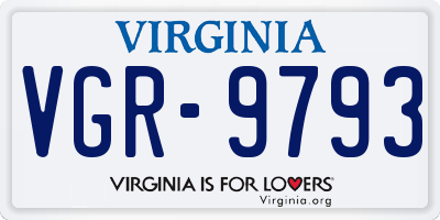 VA license plate VGR9793