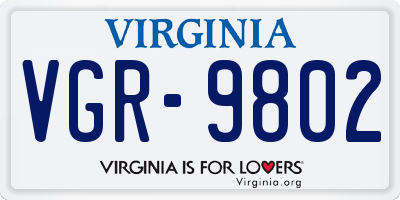 VA license plate VGR9802