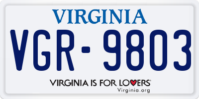 VA license plate VGR9803
