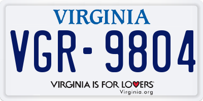 VA license plate VGR9804