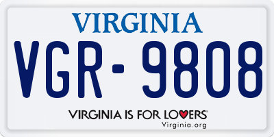 VA license plate VGR9808