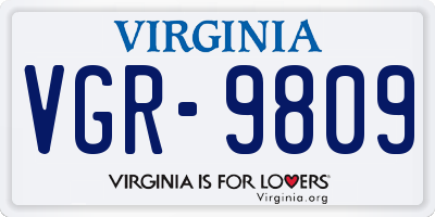 VA license plate VGR9809