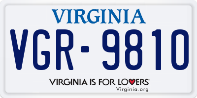 VA license plate VGR9810