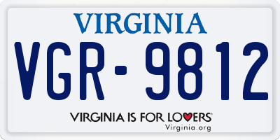 VA license plate VGR9812