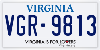 VA license plate VGR9813