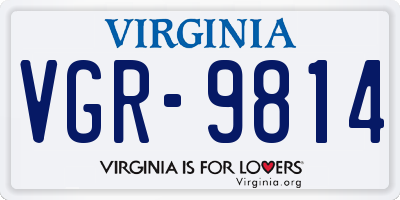 VA license plate VGR9814