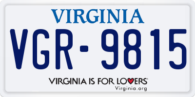 VA license plate VGR9815