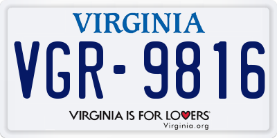 VA license plate VGR9816