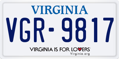 VA license plate VGR9817