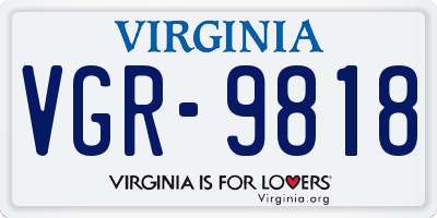 VA license plate VGR9818