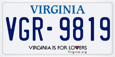 VA license plate VGR9819