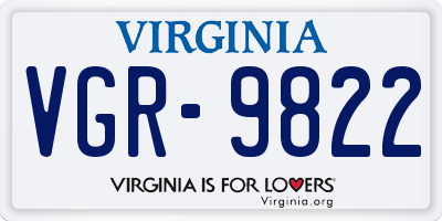 VA license plate VGR9822