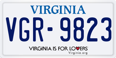 VA license plate VGR9823